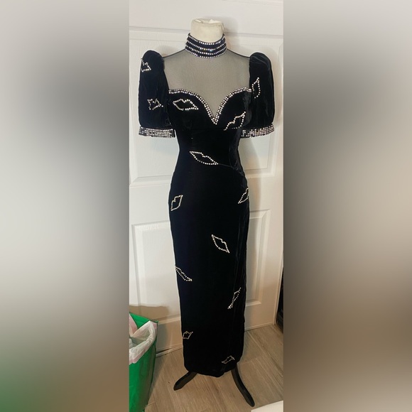 90s Velvet & Mesh Gown (M)